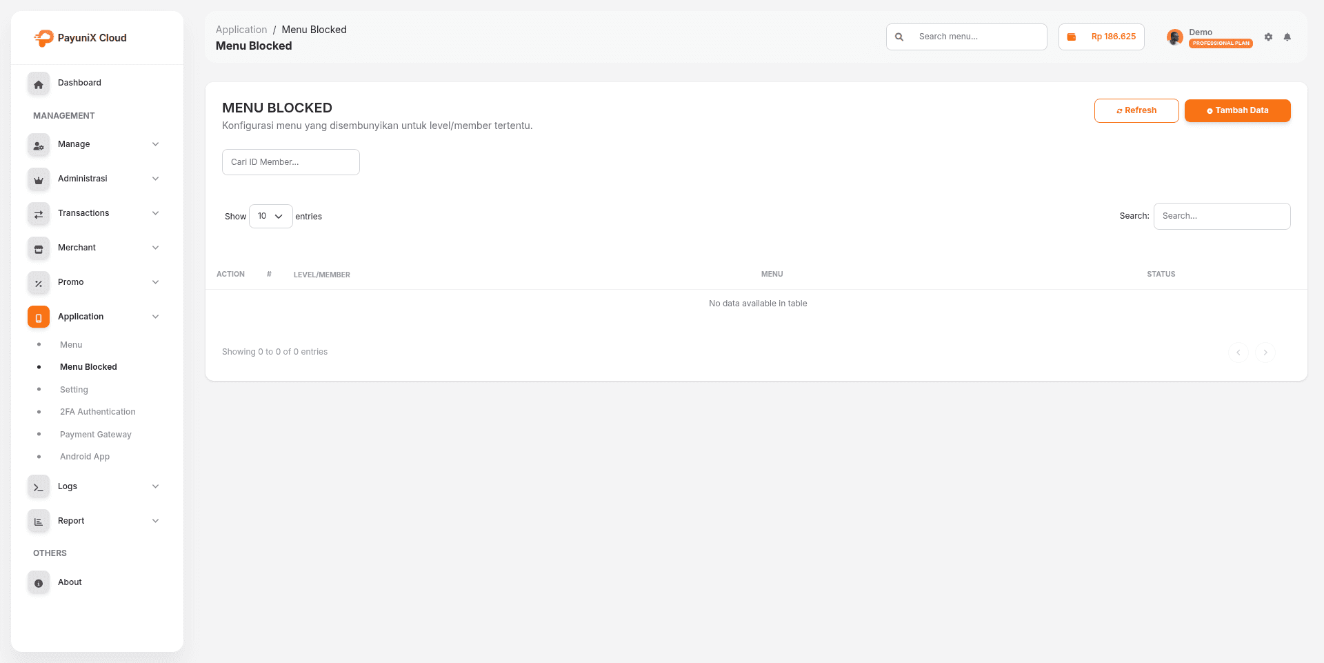 Menu Blocked