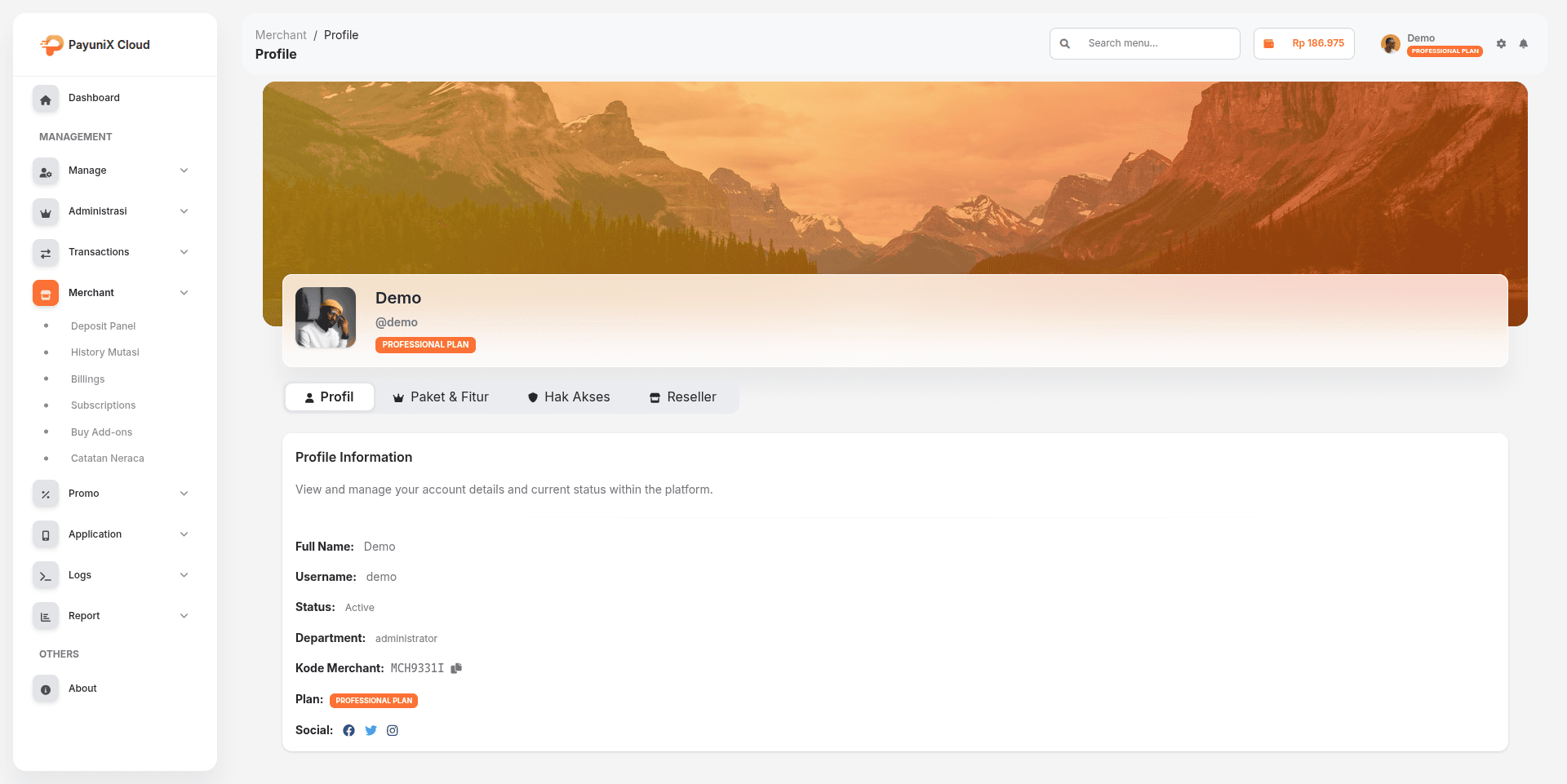 Masuk menu profil