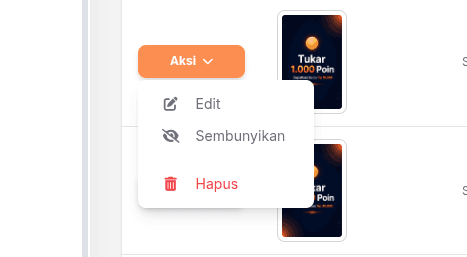 Pilihan tindakan reward