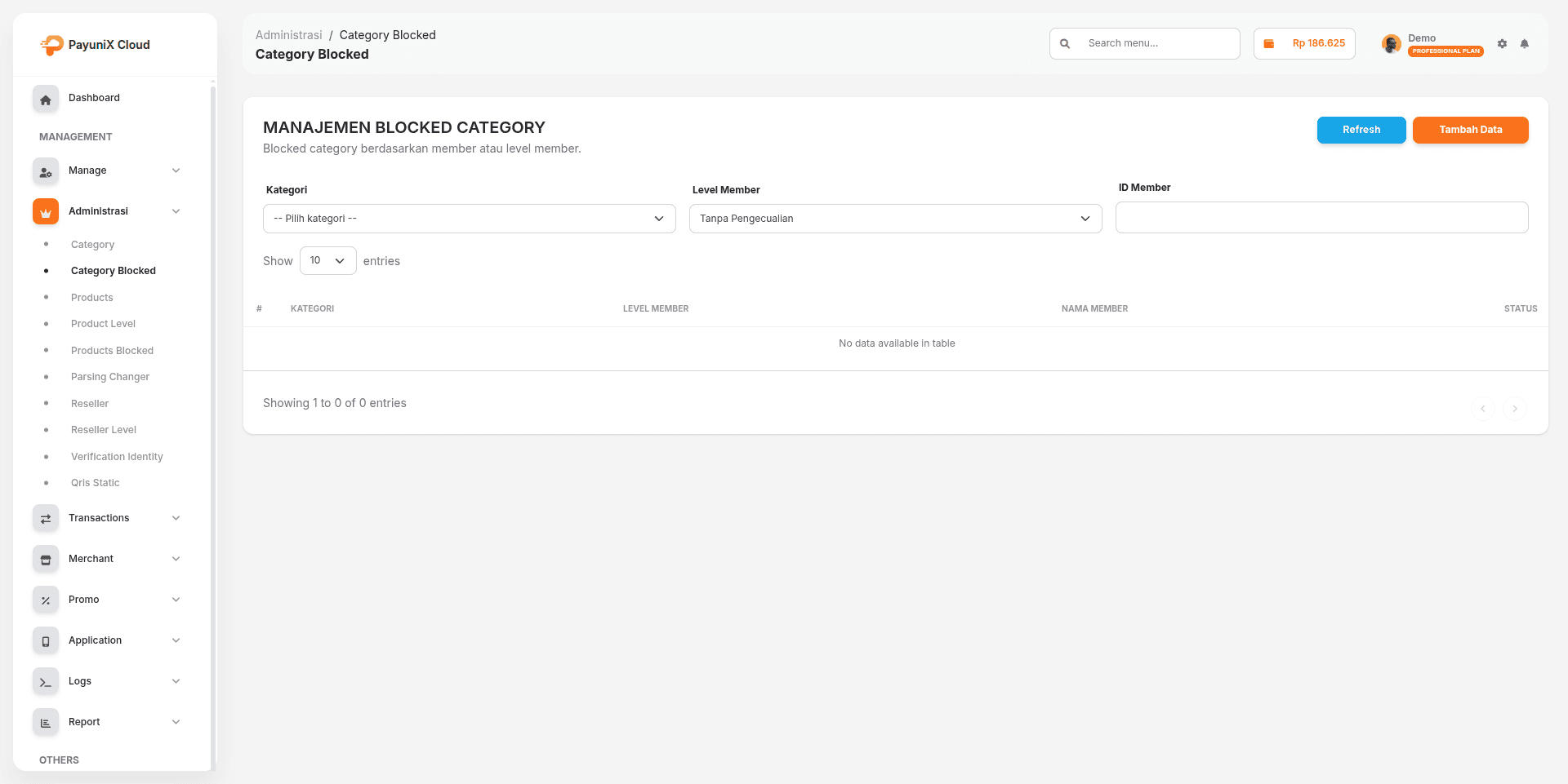 Product Category Blocked